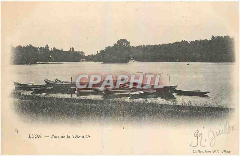 'Old Postcard Lyon Park Boat Tete d''Or'