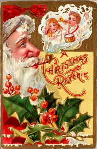 Vtg 1908 Christmas Reverie St Nicholas Santa Smoki Pipe Children Smoke Postcard