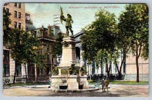 Monument Maisonneuve, Montreal, Quebec, Antique 1907 Postcard