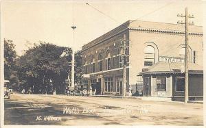 Thomaston ME Main Street Watt's Block Trolley Waiting Room RPPC Postcard