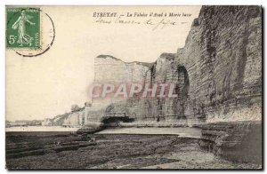 Etretat Old Postcard Cliff d & # 39aval at low tide