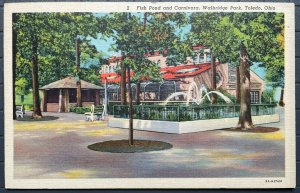 Vintage Postcard 1938 Fish Pond & Carnivora Walbridge Park Toledo Ohio (OH)