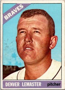 1966 Topps Baseball Card Denver Lemaster Atlanta Braves sk1958