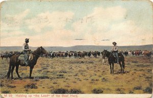 Rapid City South Dakota 1908 Postcard Holding up The Lead Of The Beef Herd