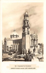 RPPC St. Vincent's Church, Los Angeles, California c1930s Vintage Photo Postcard