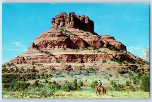 c1950 Bell Rock Colorful Formation Horse Riding Oak Creek Canyon Arizona Postcar