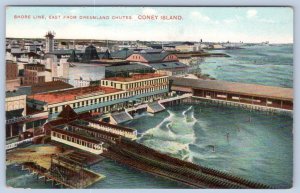 1910's SHORE LINE FROM DREAMLAND CHUTES CONEY ISLAND NY PRINTED IN GERMANY