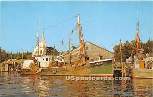 Catholic Church with Fishing Draggers in Boothbay Harbor, Maine