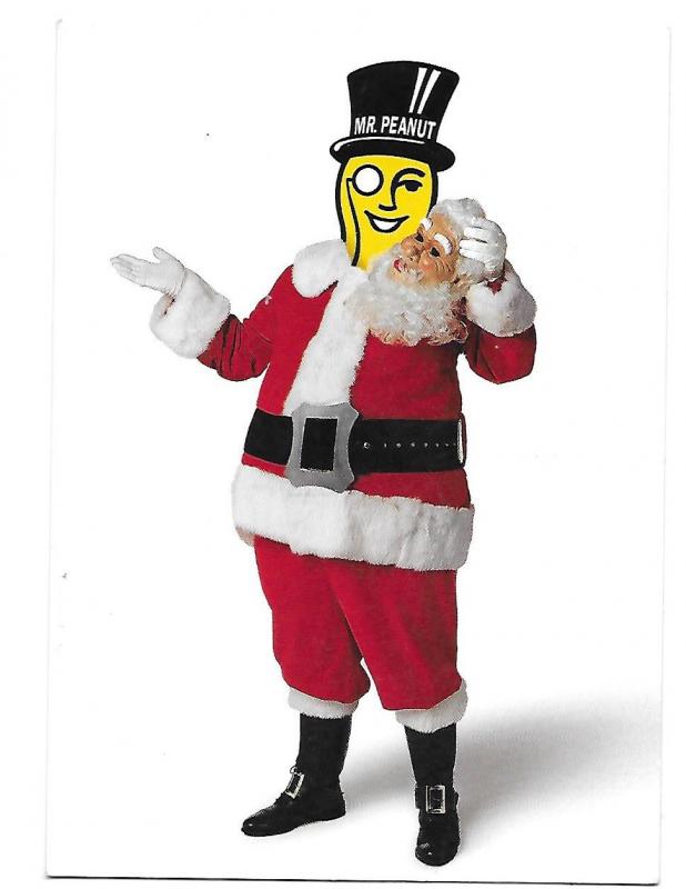 Mr Peanut in Santa Suit for Planters Peanuts Mac Rack Advertising Card 4 by 6