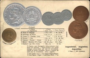 Argentina Argentine Centavos Peso Coins Currency Money Embossed c1910 PC