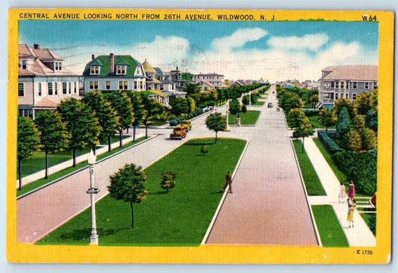 1953 Wildwood New Jersey NJ Vintage Postcard Central Avenue Looking North Posted