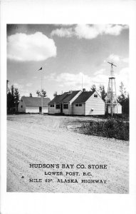 J65/ Lower Post B.C. Canada RPPC Postcard c1940s Hudson's Bay Co Store 199