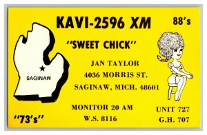 Postcard QSL Radio Card From Saginaw Mich. Michigan KAVI-2596 