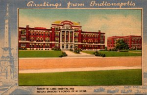 Indiana Indianapolis Greetings Showing Robert W Long Hospital and Indiana Uni...