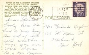 Vintage Postcard 1962 Tower Of California From Alcazar Gardens San Diego Calif.