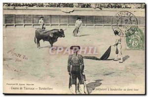 Old Postcard Bullfight Bullfight Banderillero preparing to banderiller to tur...