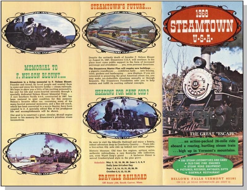 1968 Steamtown U-S-A Brochure, Bellows Falls, Vermont/VT