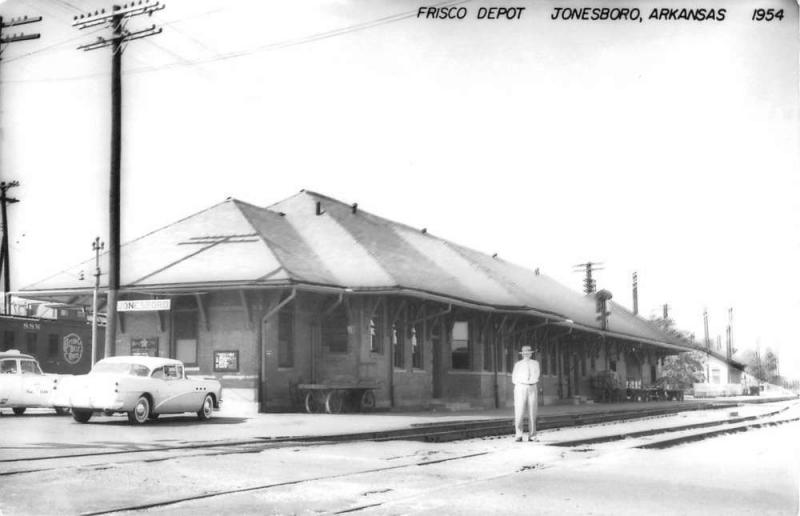 Jonesboro Arkansas Frisco Railroad Depot Real Photo Antique Postcard K91103