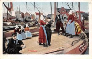 B93848 dancing painting postcard volendam folklore  types netherlands costume