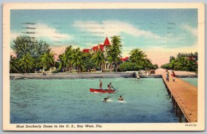 Key West Florida 1940 Postcard Most Southerly Home In The US