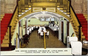 Linen Postcard Mrs. Adkins Cafeteria Restaurant in Little Rock, Arkansas~2081