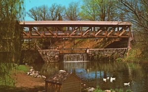 Vintage Postcard Covered Bridge Millpond John Goffe's Mill Bedford New Hampshire 