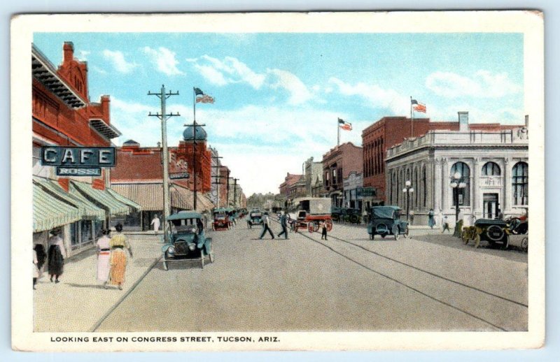 TUCSON, Arizona AZ ~ Looking East CONGRESS STREET Scene c1920s  Postcard 