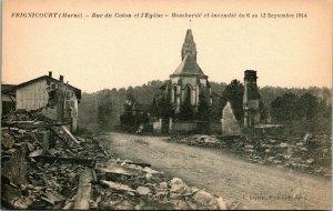1918 Photo Postcard Frignicourt Marne France Rue De Cotton Ruins after Bombing