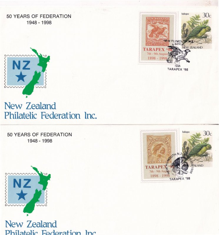 50 Years Of Federation Kakapo Bird Different Stamps 2x FDC