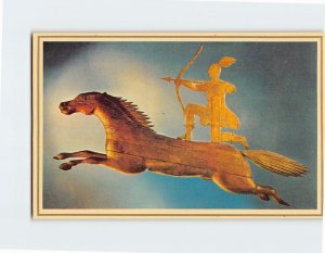 Postcard Greeting Card with Horse American Indian Woodwork Art Print