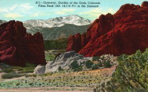 Vintage Postcard Gateway Rocks Garden Of The Gods Pikes Peak Region Colorado CO