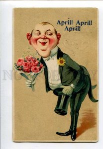 3074617 1st APRIL Fool's Day DANDY w/ TOP HAT as GROOM vintage