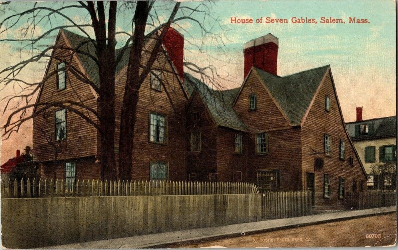 Hose of Seven Gables Salem Mass Boston Photo Antique 1 Cent Vintage Postcard Pm 