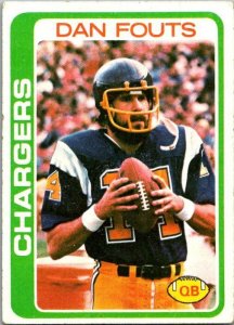 1978 Topps Football Card Dan Fouts San Diego Chargers sk7162