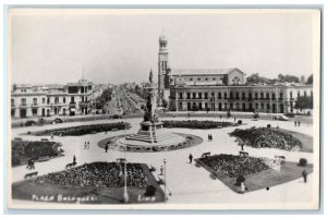 1950 View of Plaza Bolognesi Lima Peru Vintage Posted RPPC Photo Postcard