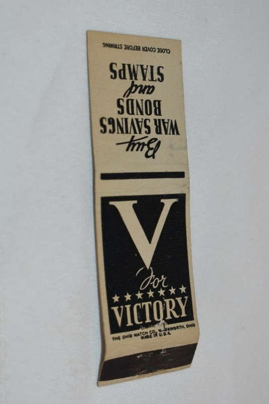 V for Victory Buy War Savings Bonds and Stamps 20 Strike Matchbook Cover