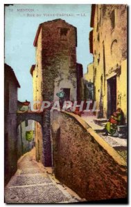 Old Postcard Menton Rue Du Vieux Chateau Children