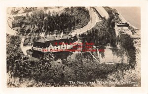 Canada, Quebec, Bale-Comeau, RPPC, Manoir & Tennis Courts, Aerial, Photo