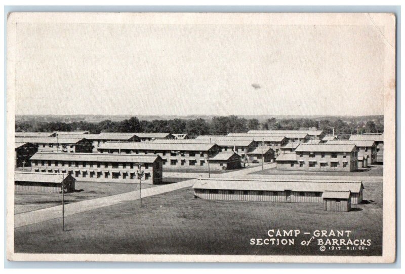 c1917 Aerial View Section Barracks Camp Grant Rockford Illinois Vintage Postcard 