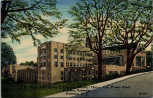 Vtg Princeton University Harvey S Firestone Memorial Library NJ Linen Postcard