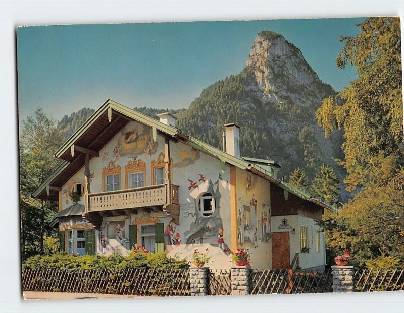 Postcard Rotkäppchen-Haus und Kofel, Passionsspieldorf Oberammergau, Germany