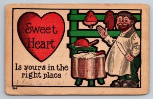 Valentines Postcard Sweet Heart Is Yours In The Right Place Butcher Posted 1909