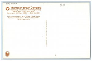 c1960's Thompson Brown Company Farmington Michigan Unposted Real Estate Postcard