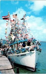 BAY CITY, TX Texas SHRIMP-O-REE Celebration Capt. LAWRENCE BOAT  c1960s Postcard