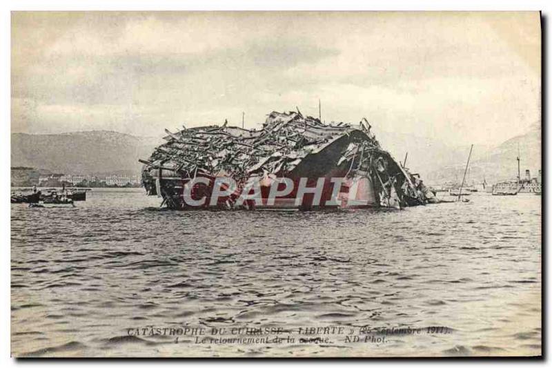 Old Postcard Boat War Catastrophe of Freedom The reversal of the hull