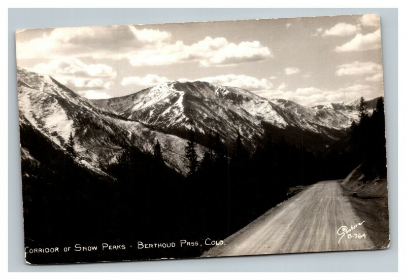 Vintage 1950's RPPC Postcard Corridor of Snow Peaks Berthoud Pass Colorado