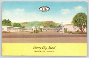 The Dalles Oregon~Cherry City Motel~Columbia River Highway US 30~c1950 Linen PC