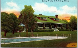 Quincy IL-Illinois, Quincy Country Club, Swimming Pool, Golf Course, Postcard