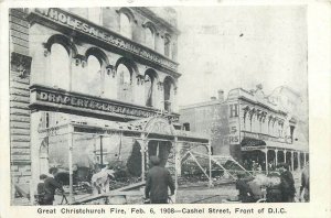 New Zealand Great Christchurch Fire disaster 1908 Cashel Street front of D.I.C. 