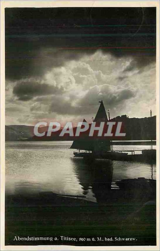 Postcard Modern Abendstimmung in Titisee Boat